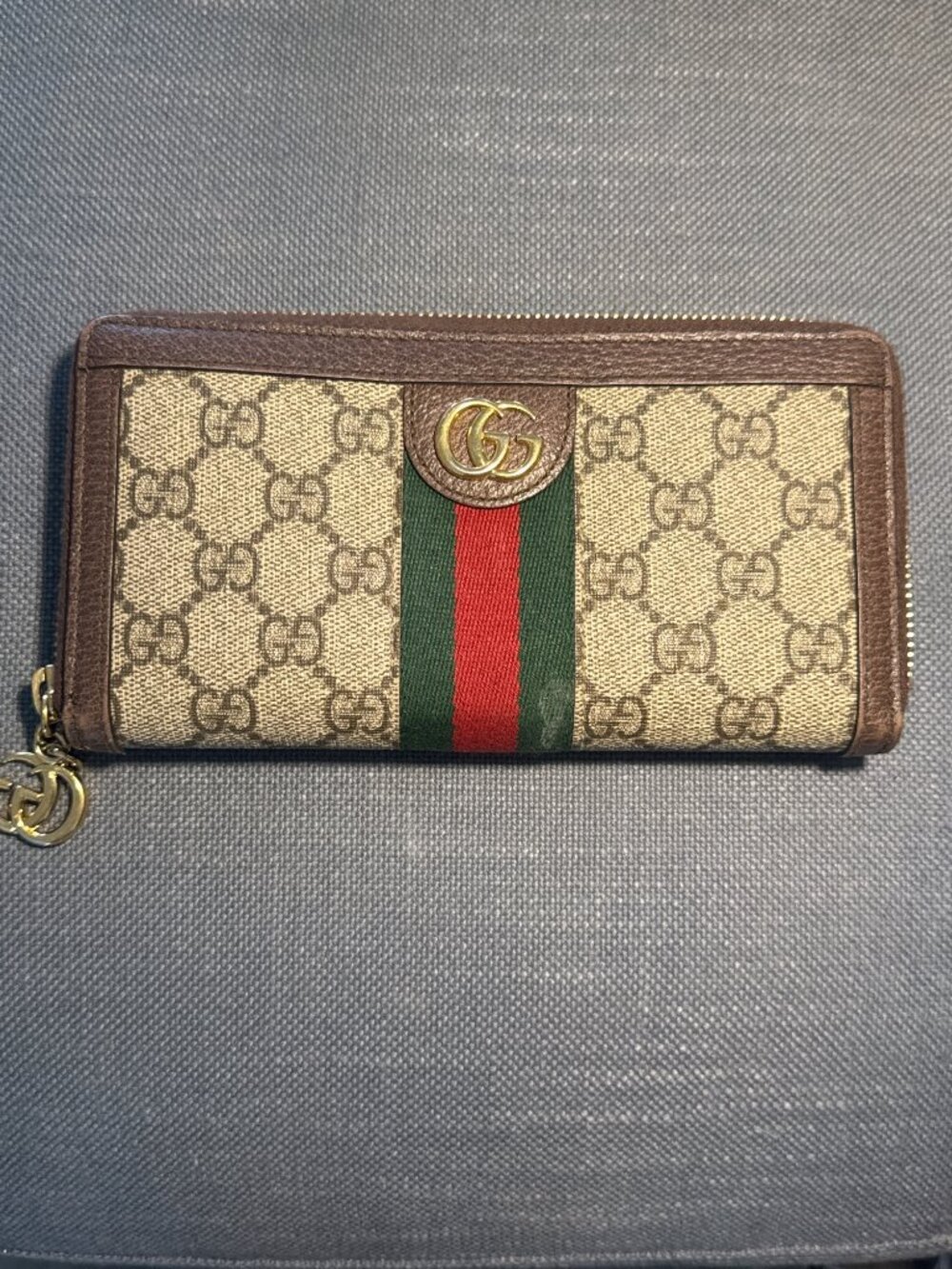 Authentic Gucci Ophelia Wallet Zip Around Web Stripe W Box and Dust Bag - Picture 15 of 15